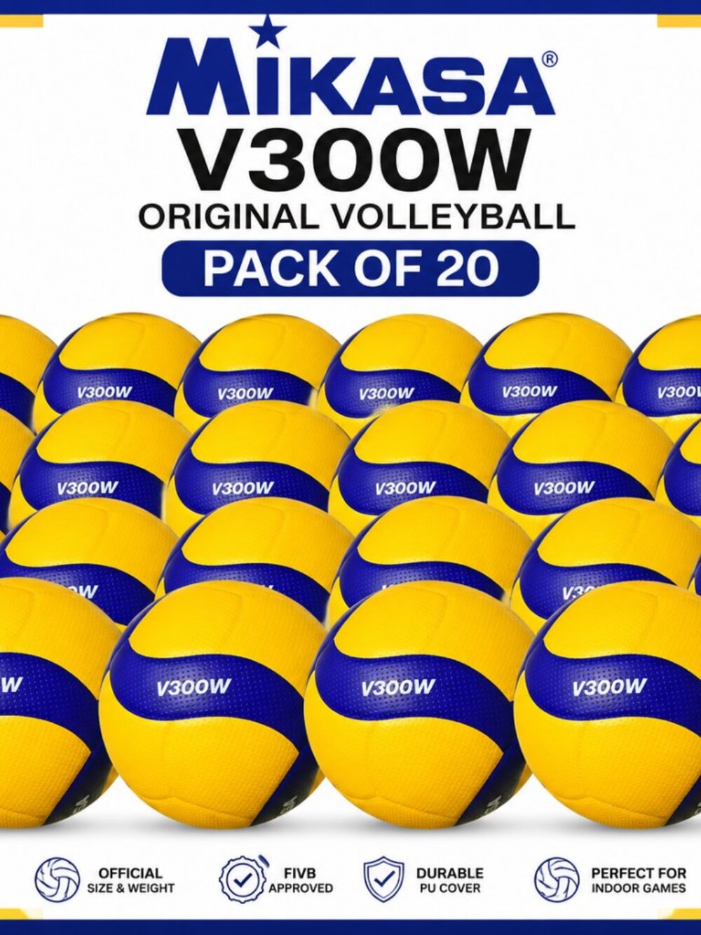 Mikasa V300W Volleyball Ball Professional Volleyball Ball Size 5 pack of 20